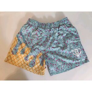 Baseball Lifestyle 101 B101 Mens Medium Blue Ice Cream Shorts Pockets Lined